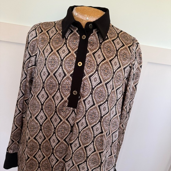 Zara Midi popover Dress Women’s Small Black Multicolored Print Dark Academia - Picture 2 of 5